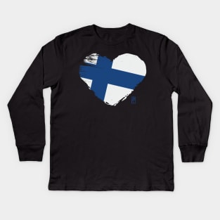 I love my country. I love Finland. I am a patriot. In my heart, there is always the flag of Finland. Kids Long Sleeve T-Shirt